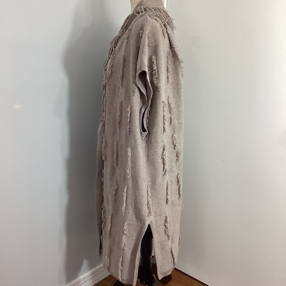 NWT PURE JILL JACQUARD FRINGE GILET COLOR: LT MOCHA HTHR SIZE: 2X - Picture 7 of 14